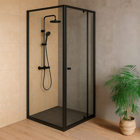 Leziter Flexi 90x90 cm cabină de duș unghiulară montată pe colț, fără tavă de duș [1]