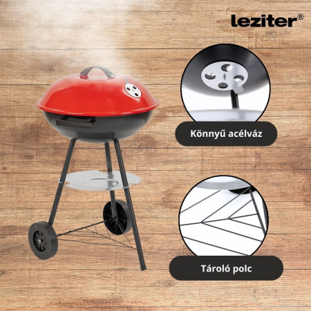 Leziter Grătar de grădină din lemn cu grătar cu bile pe roți [6]