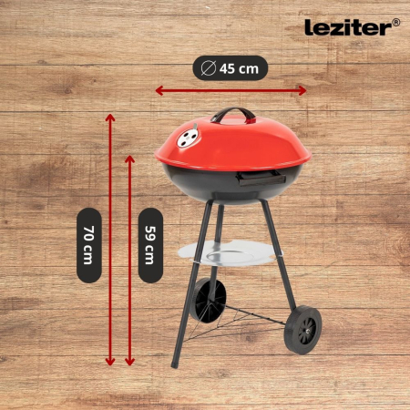 Leziter Grătar de grădină din lemn cu grătar cu bile pe roți [3]