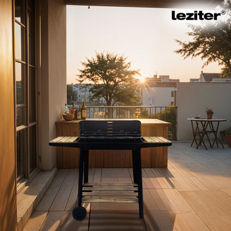 Leziter Grătar dreptunghiular cu cărbune cu role [1]