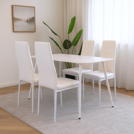 Leziter Jenna 4+1 set de sufragerie alb [1]