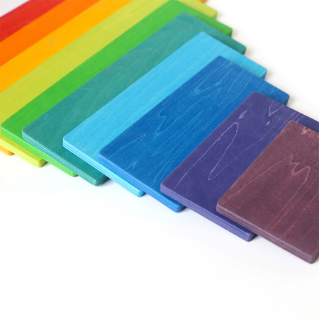 Leziter Jucărie de construcție Montessori din lemn cu model curcubeu [3]