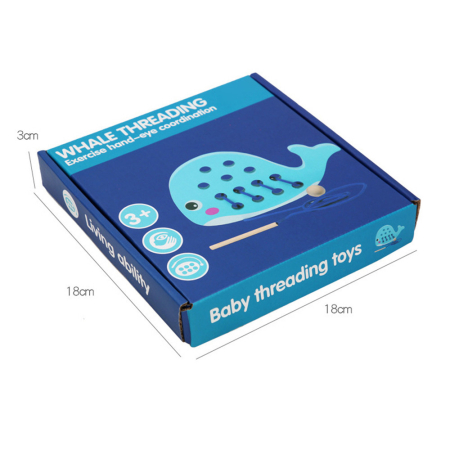 Leziter Jucărie din lemn în formă de balenă cu șireturi [3]