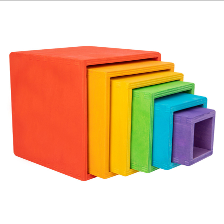 Jucării lemn - Leziter Jucărie din lemn Montessori cutie curcubeu