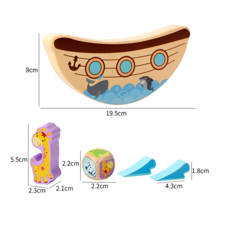 Leziter Jucărie din lemn pentru dezvoltare și echilibrare, arcă cu animale [2]