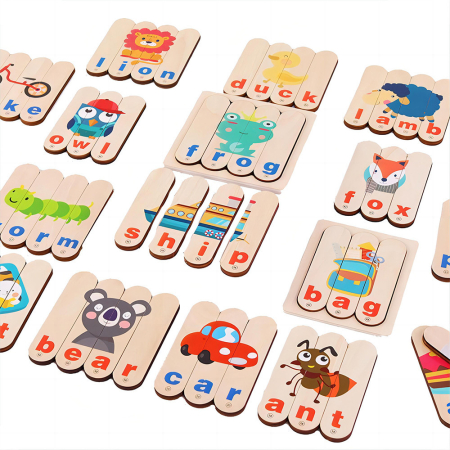 Jucării lemn - Leziter Jucărie educativă din lemn pentru învățarea limbii engleze