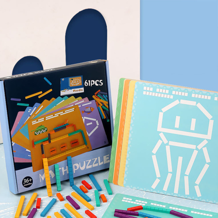 Leziter Jucărie educativă din lemn, puzzle cu bețe de numărat și aritmetică [3]