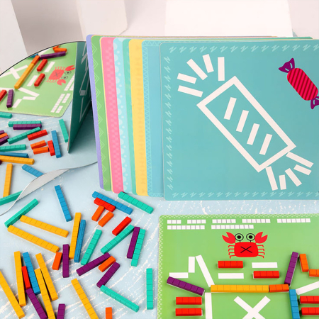 Leziter Jucărie educativă din lemn, puzzle cu bețe de numărat și aritmetică [4]