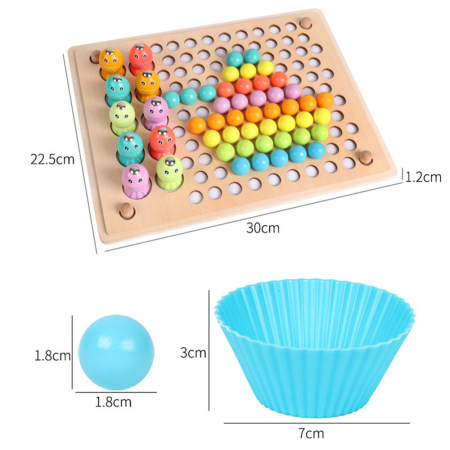 Leziter Jucărie Montessori din lemn 2 în 1, puzzle cu pescuit și minge [1]
