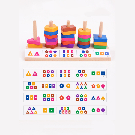 Leziter Jucărie Montessori din lemn pentru sortarea formelor [6]