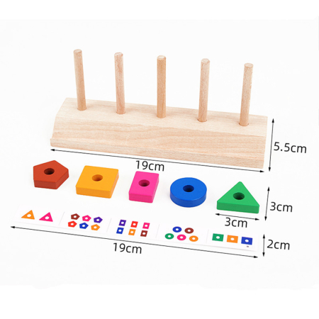 Leziter Jucărie Montessori din lemn pentru sortarea formelor [1]