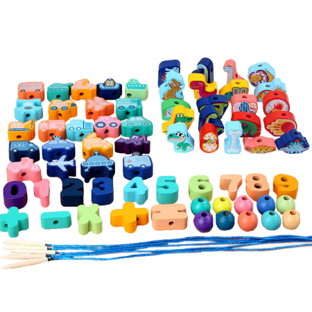 Jucării lemn - Leziter Jucării din lemn cu forme și numere, 138 buc.