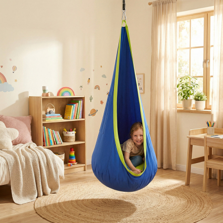 Leziter Leagăne agățătoare confortabile cu pernă și pompă albastră [1]