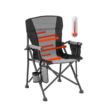 Pescuit - Leziter Leziter Premium fotoliu încălzit cu suport pentru pahare gri