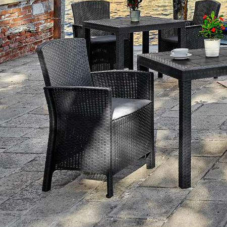 Leziter Lima fotoliu din rattan artificial cu brațe grafit [1]