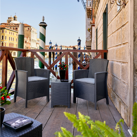 Leziter Lima fotoliu din rattan artificial cu brațe grafit [9]