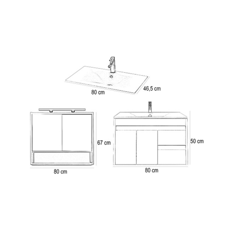 Leziter Set mobilier baie Luna 80, alb [2]