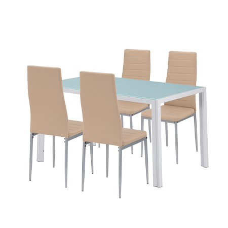 Mobilier sufragerie - Leziter Mabel 4+1 set de luat masa bej-gri