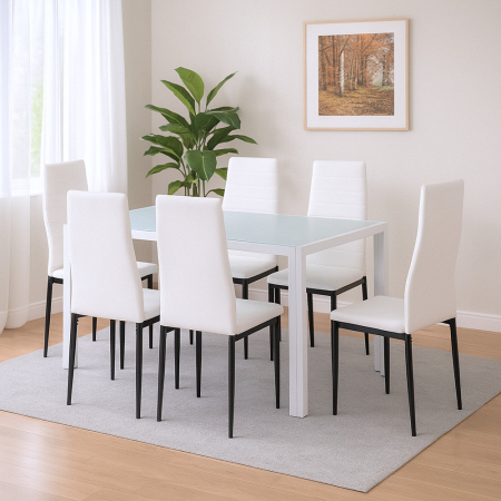 Leziter Mabel 6+1 set de sufragerie alb-negru [1]