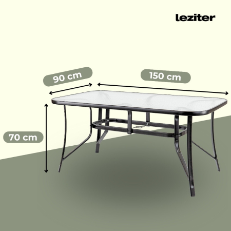 Leziter Masă de grădină Canillo cu cadru metalic și sticlă [1]