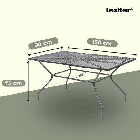Leziter Masă de grădină din plasă metalică Melfi 150x90x75 cm antracit [2]