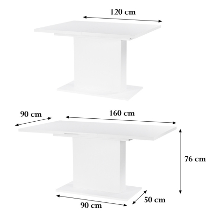 Leziter Yorki Elegant Premium masă extensibilă 120/160x90 cm alb [2]
