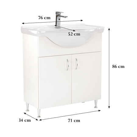 Leziter Masca chiuveta baie Ella 75 cu lavoar, alb [2]