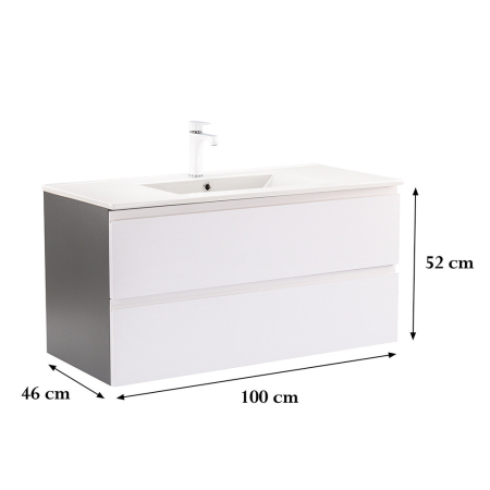 Leziter Vario Pull 100 dulap de bază cu chiuvetă antracit-alb [2]