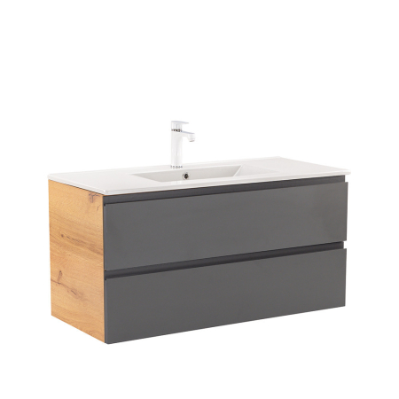 Masca chiuveta baie - Leziter Vario Pull 100 dulap de bază cu chiuvetă stejar-antracite