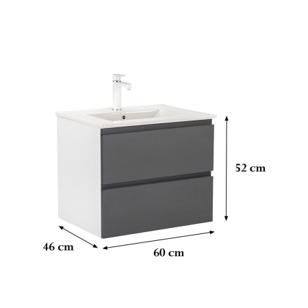 Leziter Vario Pull 60 dulap de bază cu chiuvetă alb-antracit [2]