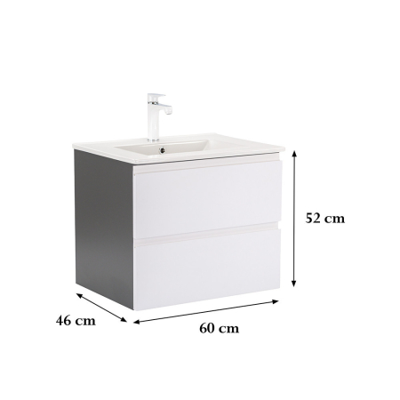 Leziter Vario Pull 60 dulap de bază cu chiuvetă antracit-alb [2]