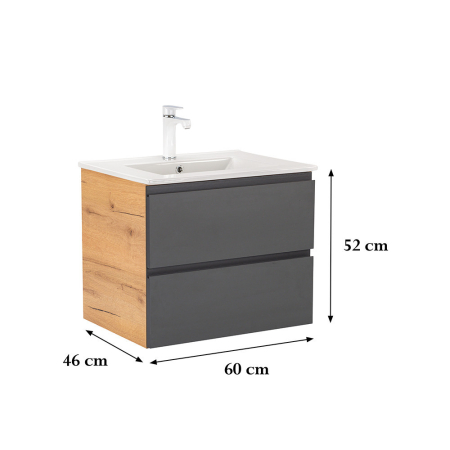 Leziter Vario Pull 60 dulap de bază cu chiuvetă stejar-antracite [2]