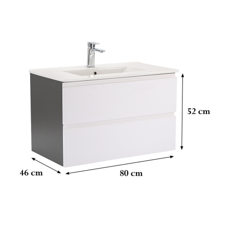 Leziter Vario Pull 80 dulap de bază cu chiuvetă antracit-alb [2]