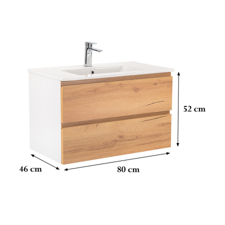 Leziter Vario Pull 80 dulap de bază cu chiuvetă stejar alb [2]