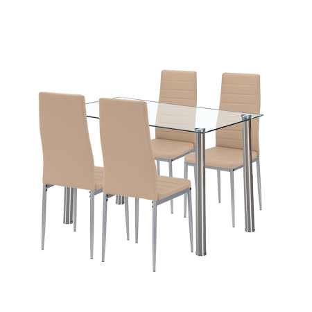 Leziter Mateo 4+1 set de luat masa bej-gri [0]