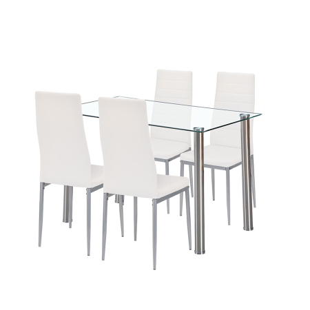 Mobilier sufragerie - Leziter Mateo 4+1 set de sufragerie alb-gri