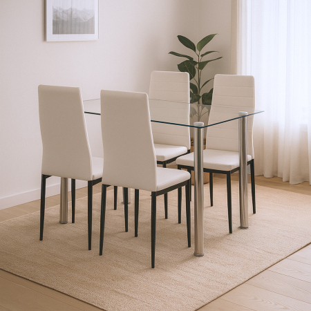 Leziter Mateo 4+1 set de sufragerie alb-negru [1]