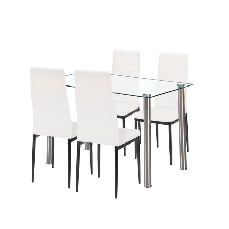Mobilier sufragerie - Leziter Mateo 4+1 set de sufragerie alb-negru