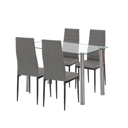 Mobilier sufragerie - Leziter Mateo 4+1 set de sufragerie gri-negru