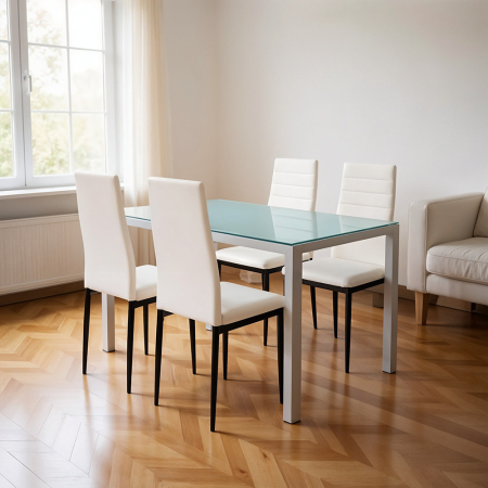 Leziter Midland 4+1 set de sufragerie alb-negru [1]