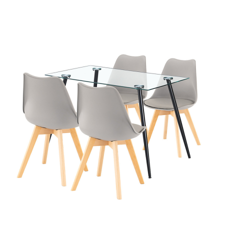 Mobilier - Leziter Milo 4+1 set de sufragerie negru-gri