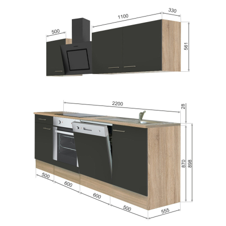 Leziter Mobilă de bucătărie Yorki 220 cu design de cuptor inferior [5]