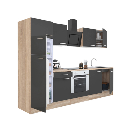 Bucătărie - Leziter Mobilă de bucătărie Yorki 270 cu cuptor inferior și frigider cu congelator superior