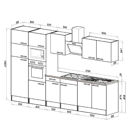 Leziter Mobilă de bucătărie Yorki 330 cu frigider cu congelator superior [3]