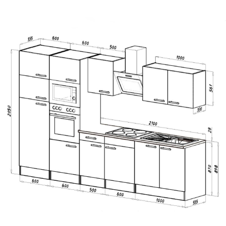 Leziter Mobilă de bucătărie Yorki 330 cu frigider cu congelator superior [5]