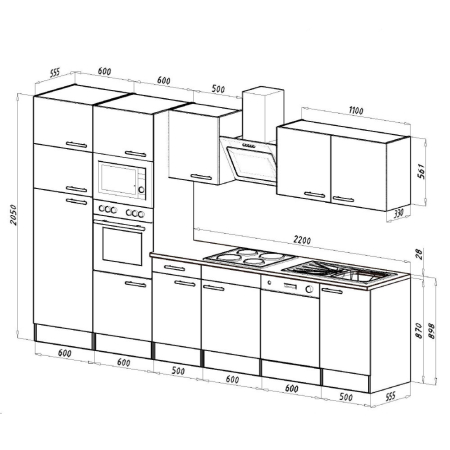 Leziter Mobilă de bucătărie Yorki 340 cu frigider cu congelator superior [9]