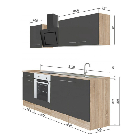 Leziter Mobilier de bucătărie Yorki 210, design cuptor inferior [6]