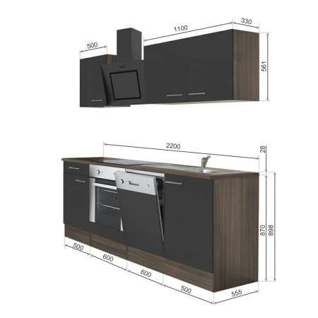 Leziter Mobilier de bucătărie Yorki 220, design cuptor inferior [5]