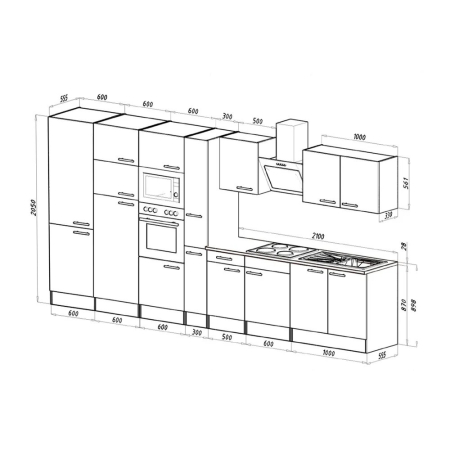 Leziter Mobilier de bucătărie Yorki 420 cu frigider cu congelator superior [3]