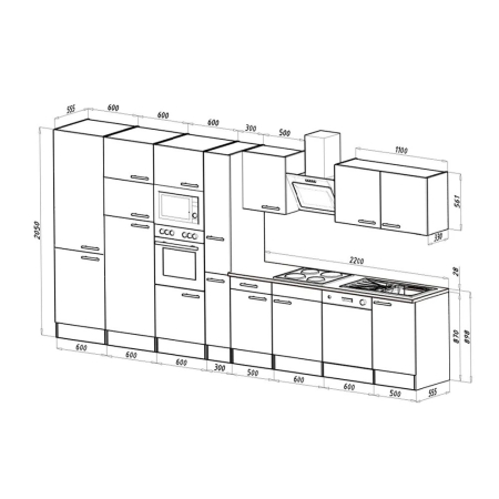 Leziter Mobilier de bucătărie Yorki 430 cu frigider cu congelator superior [1]